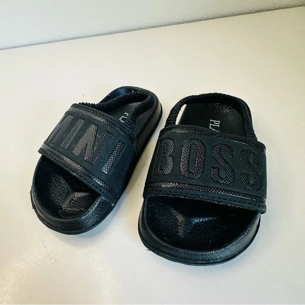 Children’s Place Black Mini Boss‎ Slides Size Kids 6